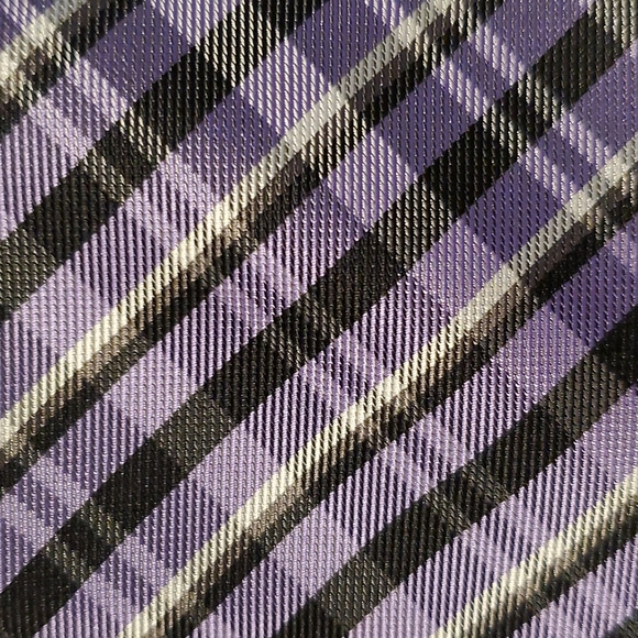 Men's George purple, black and white pattern tie - Picture 6 of 6